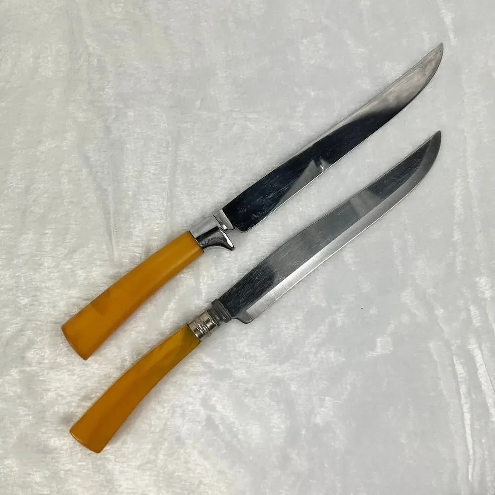 Washington Forge Bakelite Handle Carving Knives Lot of 2 Vtg 11.5